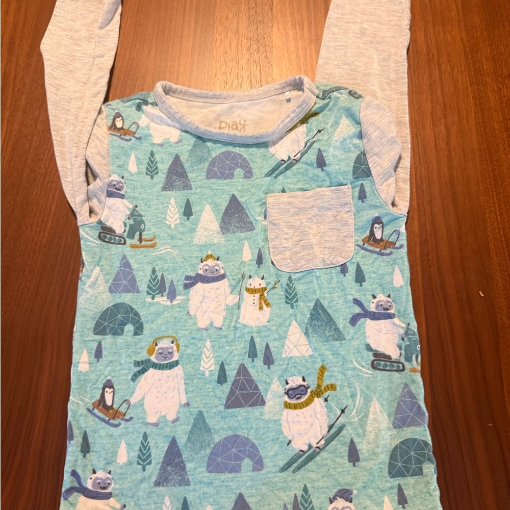 Little Sleepies Aqua and Light Gray Yeti Print Shirt